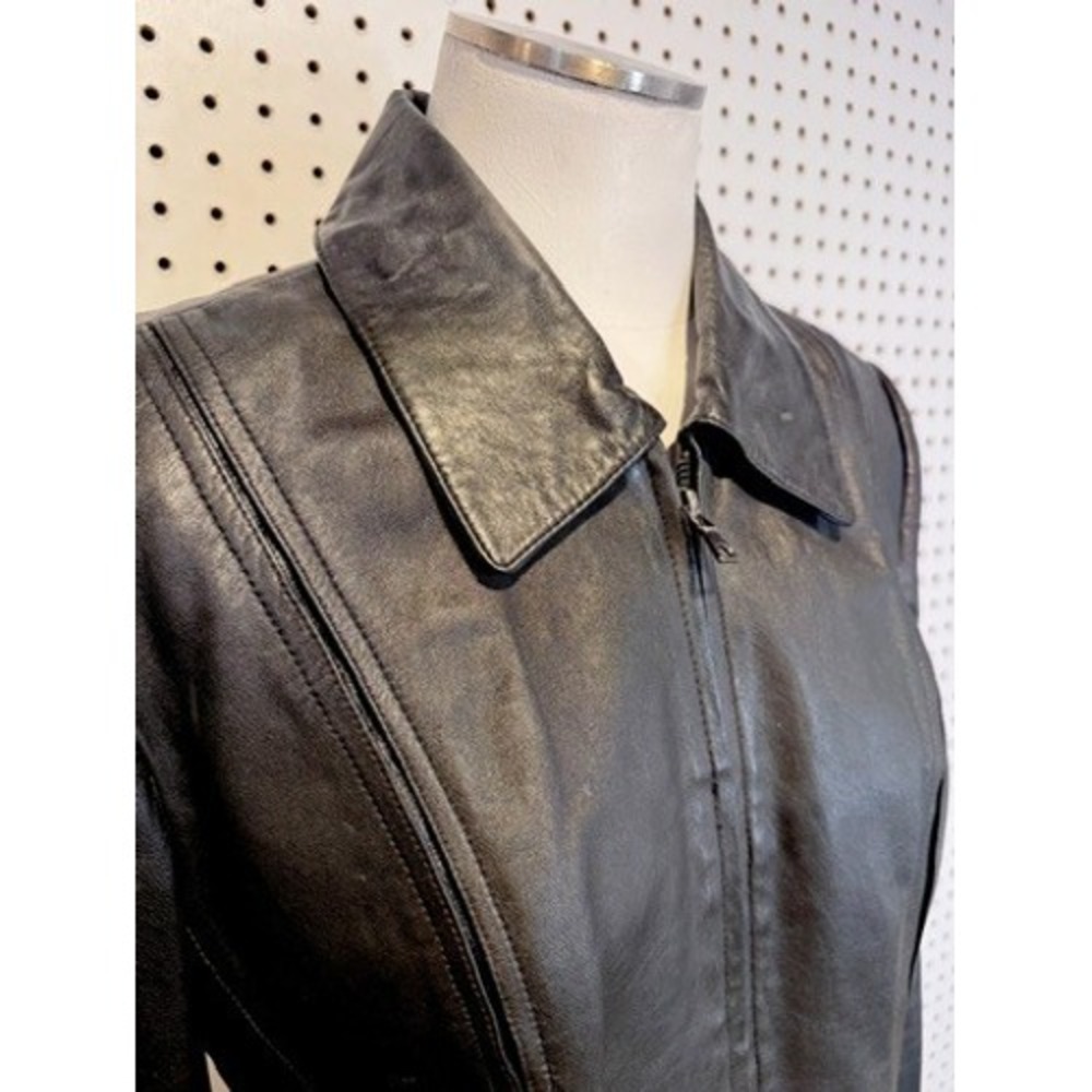 Vintage | Y2K Avanti New York‎ Womens Black Genuine Leather Zip Up Jacket Size M - Picture 3 of 7